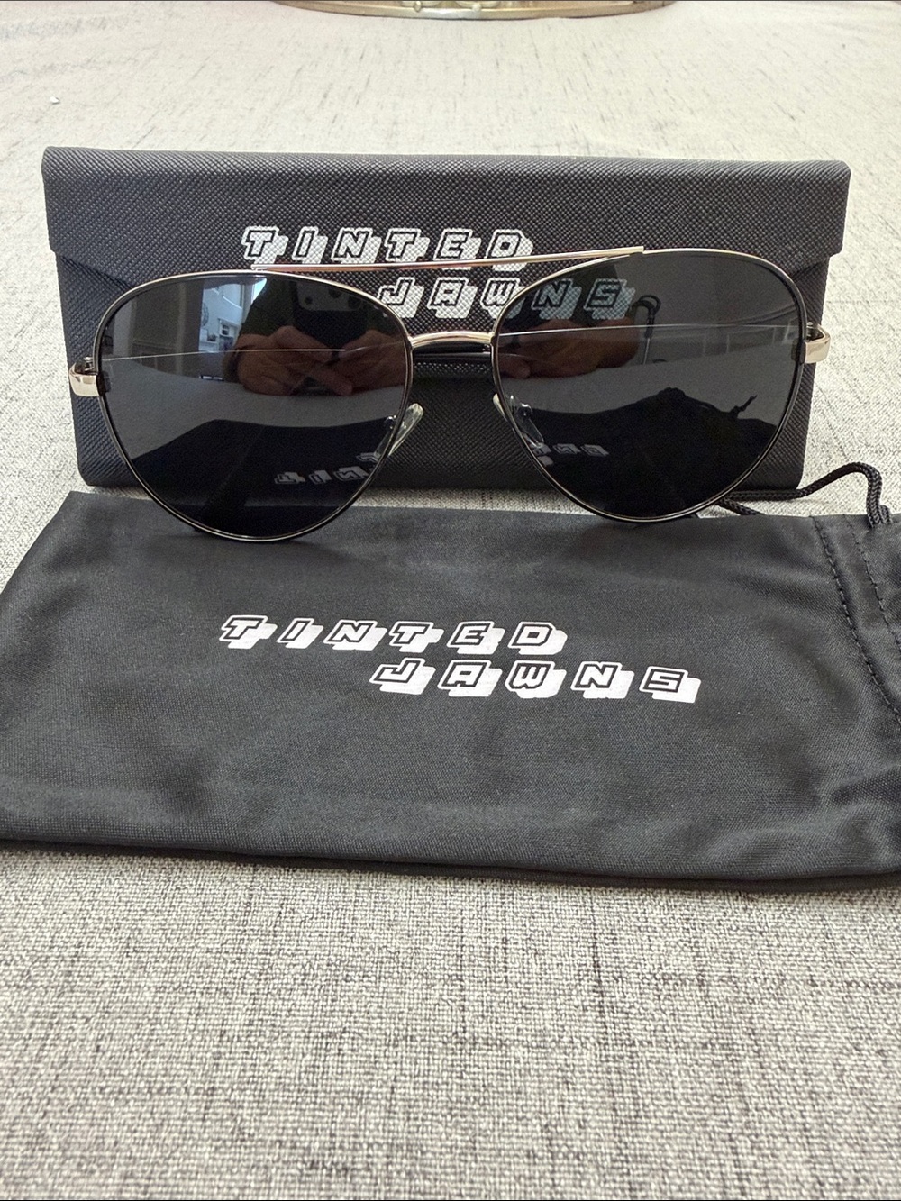 Tinted Jawns Black / Grey Lens Aviator Sunglasses Polarized New w/ Case Unisex